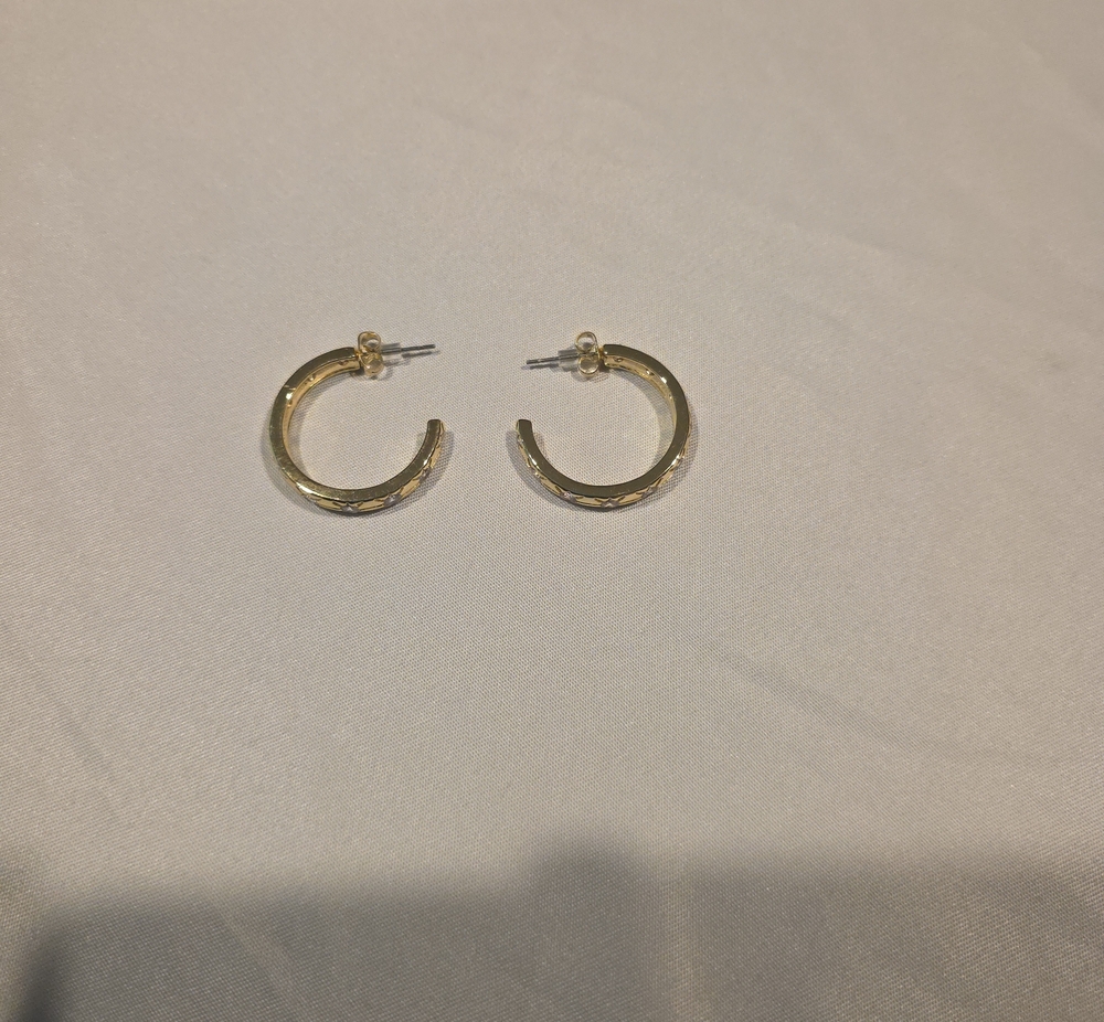 Classic Gold Textured Half-Hoop Earrings - Women's Jewelry